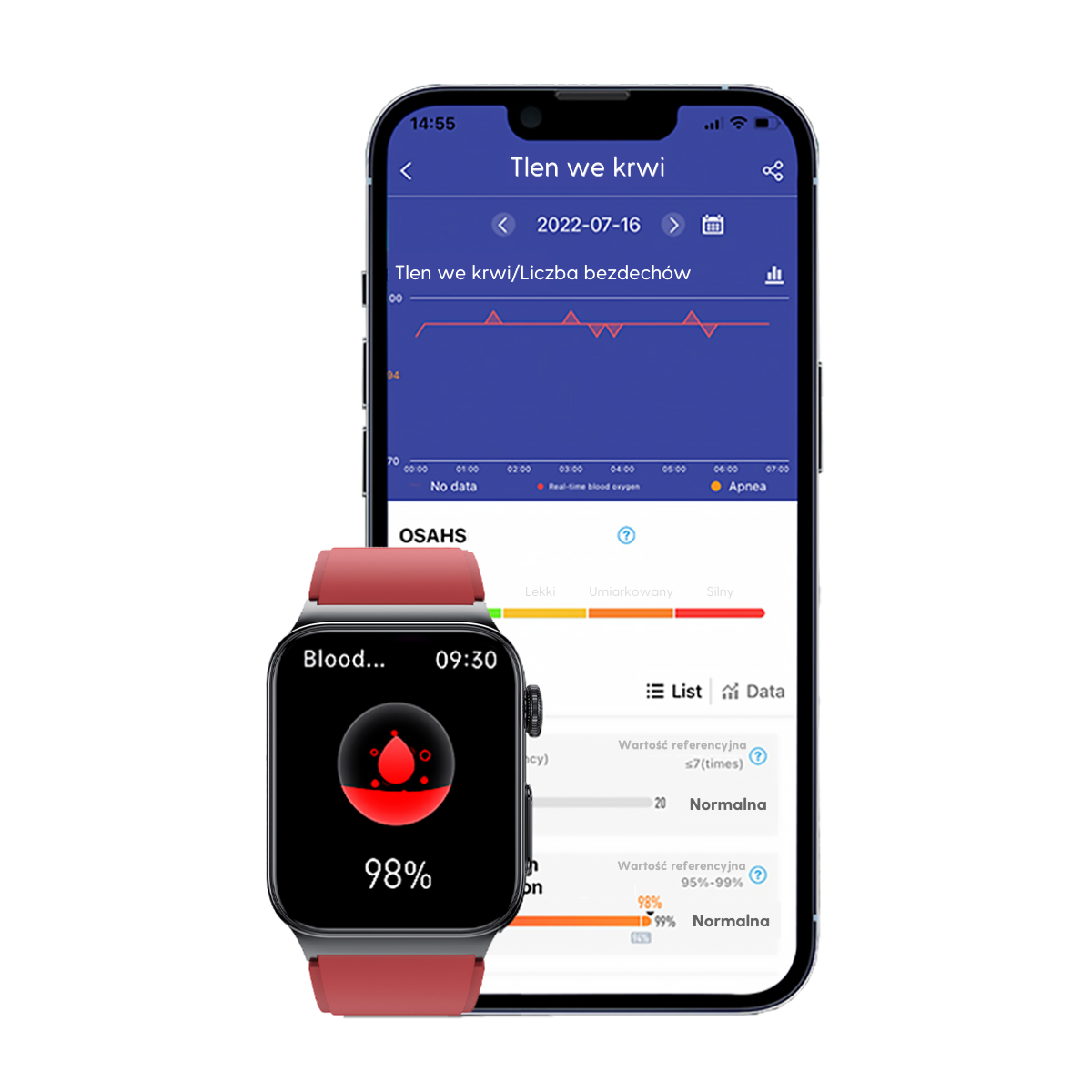 smartwatch mierzący ciśnienie i informacjami o powiadomieniach