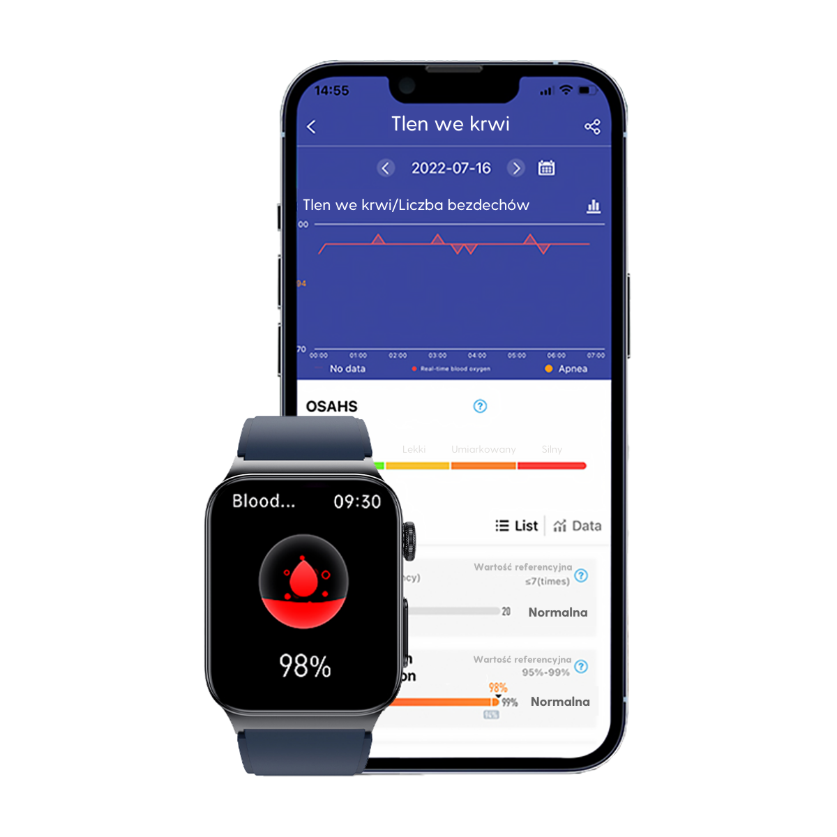 smartwatch mierzący ciśnienie i informacjami o powiadomieniach