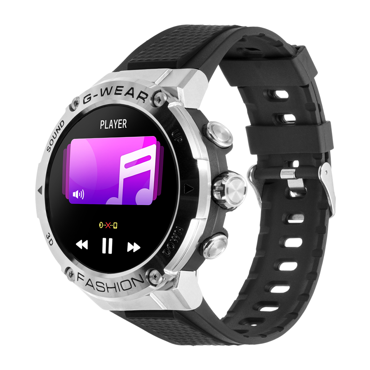 smartwatch ze zdalną kontrolą muzyki watchmark g-wear srebrny